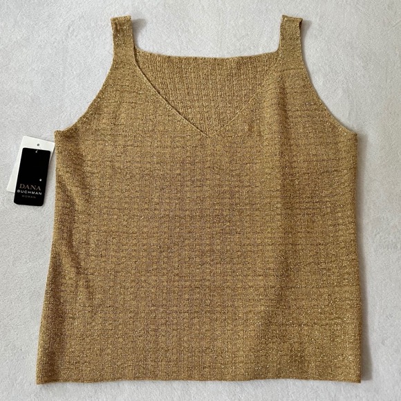 Dana Buchman Tops - Dana Buchman Tank Top Gold Metallic Knit Sleeveless Plus 2X NWT